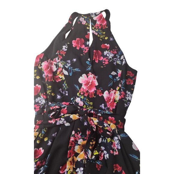 Express Dark Floral Belted Romper - Picture 7 of 15
